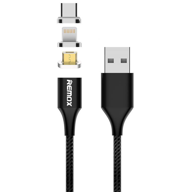 کابل تبدیل مغناطیسی USB به microUSB/ لایتنینگ /USB-C ریمکس مدل RC-200 طول 1 متر