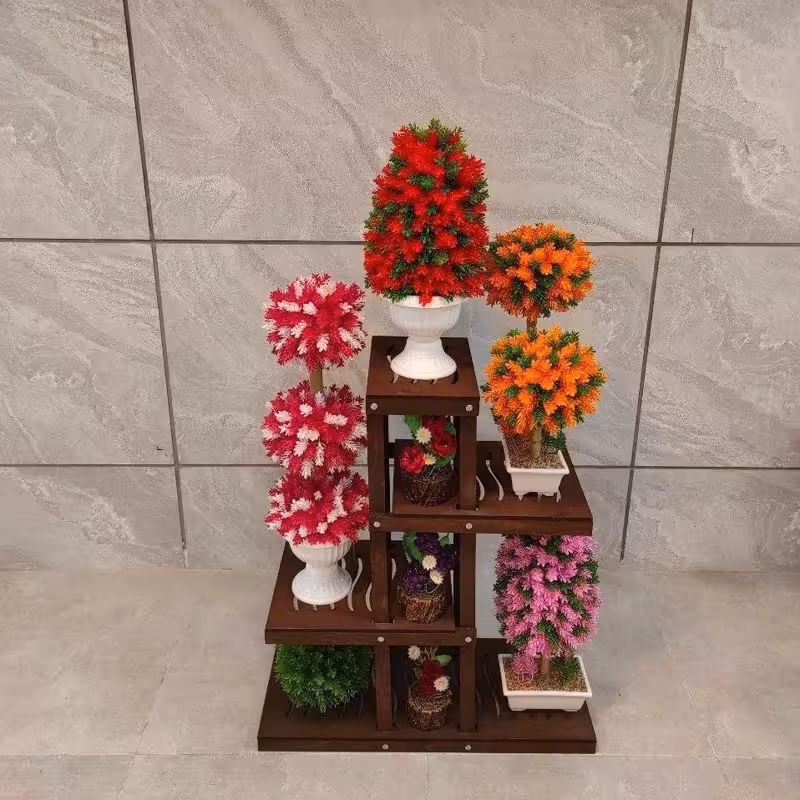 استند گل چهار طبقه قهوه ای