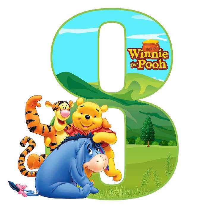 استند رومیزی تولد مدل عدد 8 طرح خرس پو کد 1048