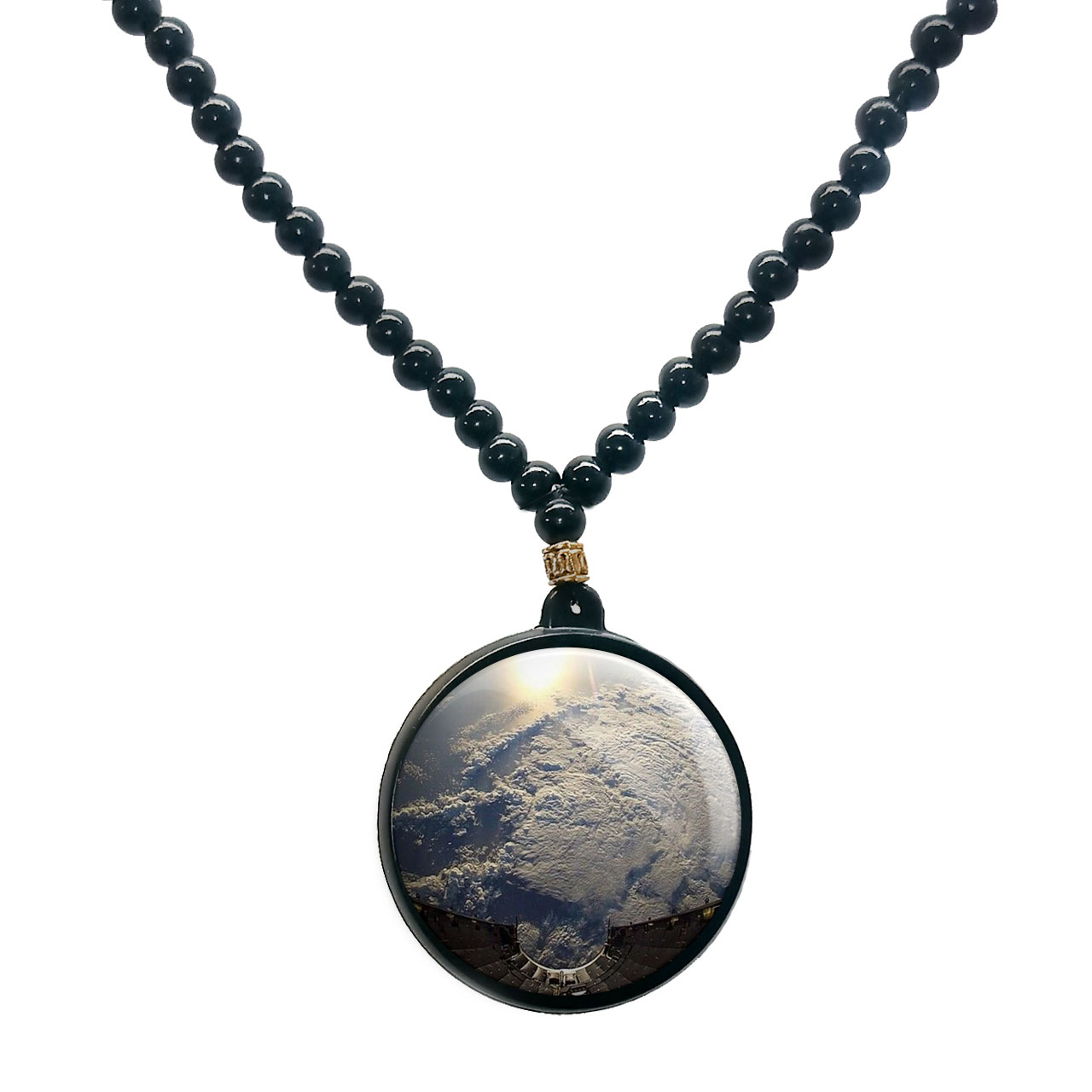 گردنبند پرمانه طرح زمین کد pmd.23492 مدل دو طرفه