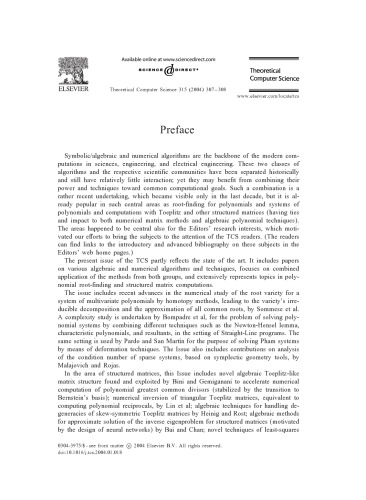 خرید و دانلود نسخه کامل کتاب Theoretical Computer Science, Volume 315, Issues 2-3, Pages 307-672 (6 May 2004), Algebraic and Numerical Algorithms