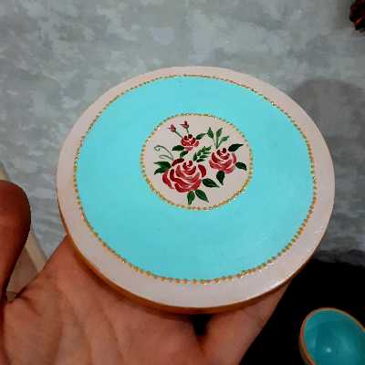 ظروف 9 تکه هفت سین سفالی مدل گل سرخی کد 009