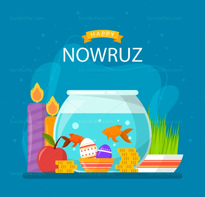 وکتور سفره هفت سین با زمینه آبی | گرافیک با طعم تربچه