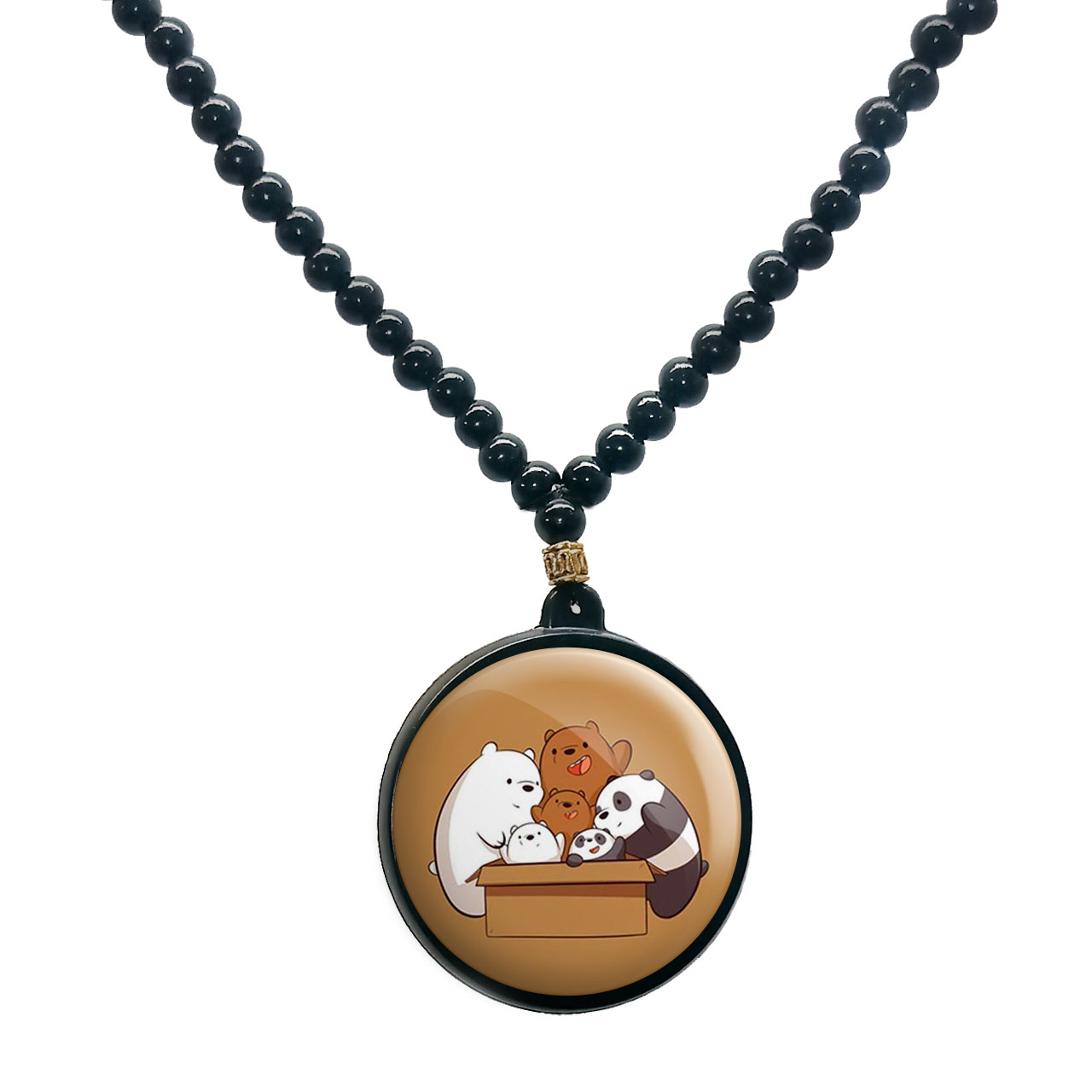 گردنبند پرمانه طرح خرس‌های کله‌فندقی کد pmd.10170 مدل دو طرفه