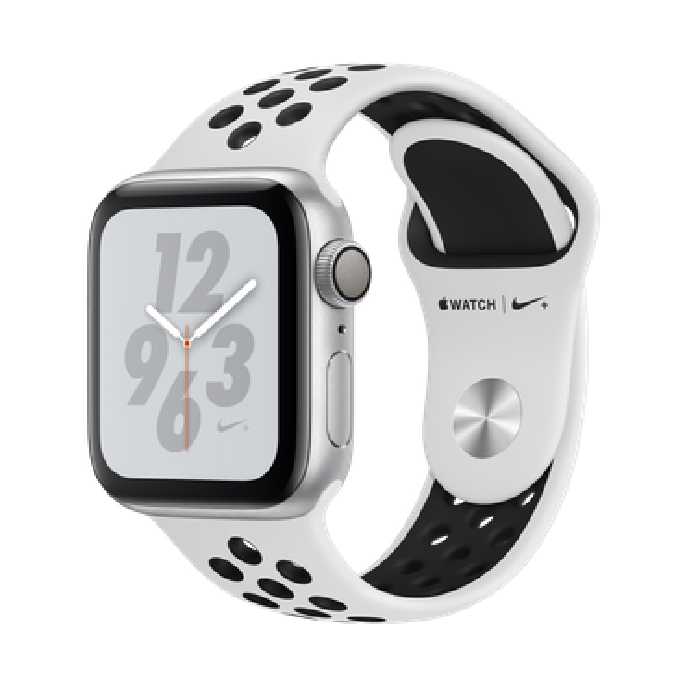 ساعت مچی هوشمند اپل واچ سری4 40 میلیمتر نایک پلاس با بند اسپرت Pure Platinum/Black Nike