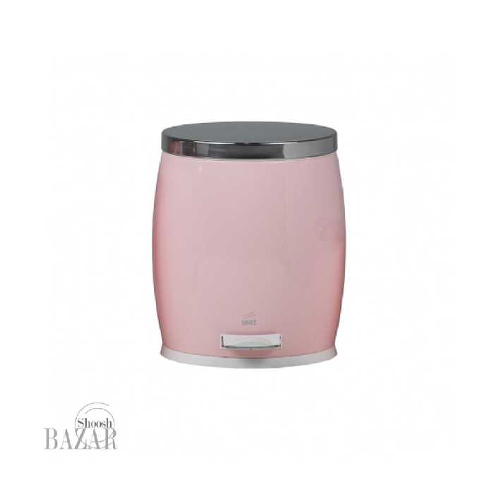 سطل زباله پدالدار 14 لیتری خمره ای صورتی درب استیل بهازکالا 16626106