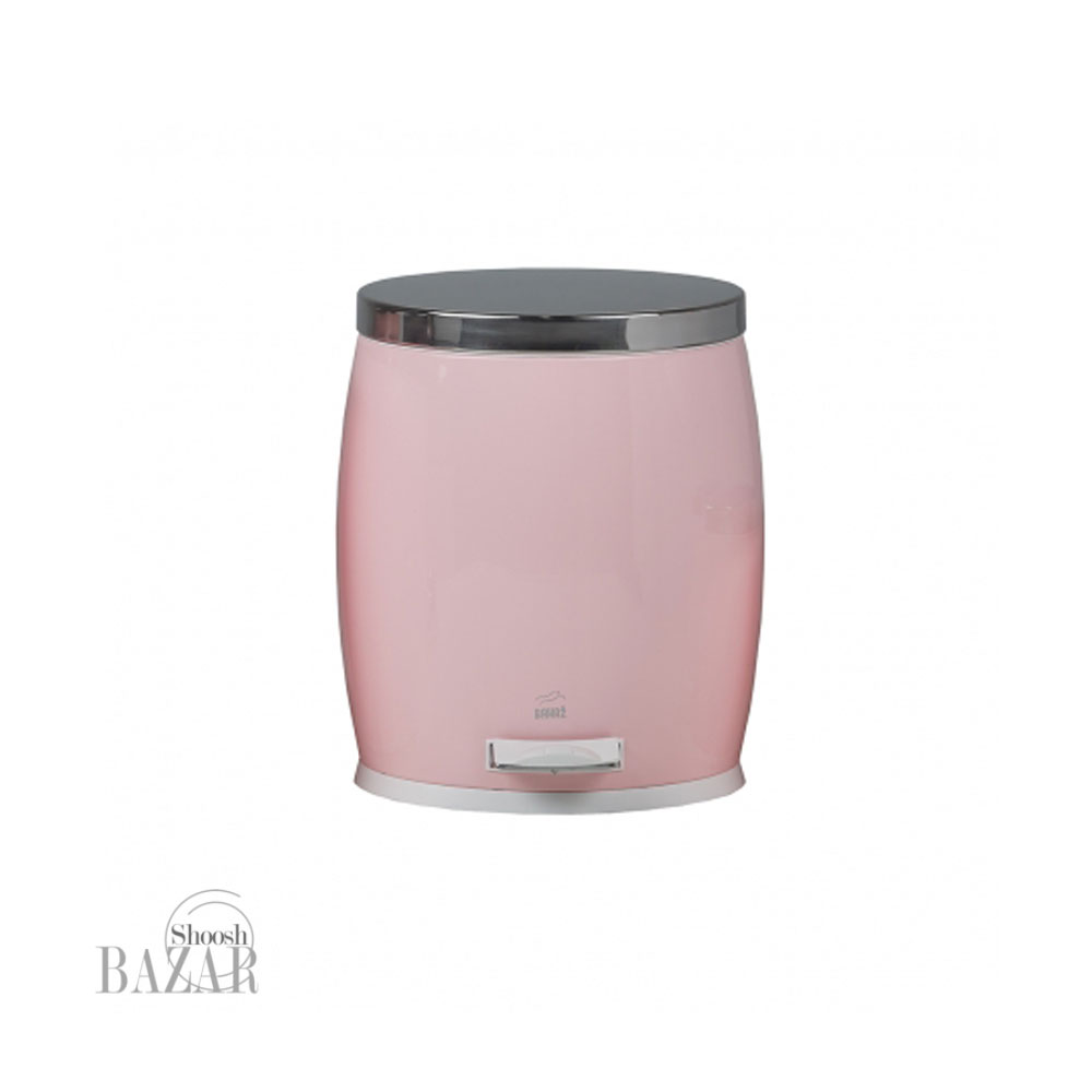 سطل زباله پدالدار 14 لیتری خمره ای صورتی درب استیل بهازکالا 16626106