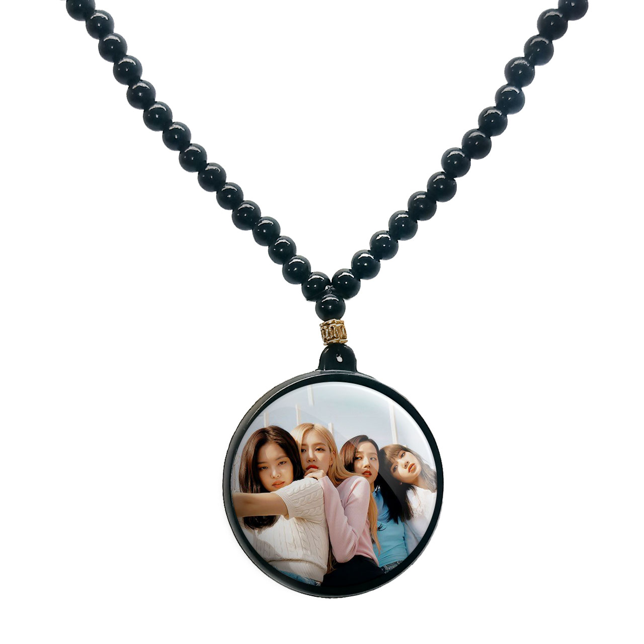 گردنبند پرمانه طرح بلک پینک کد pmd.17950 مدل دو طرفه