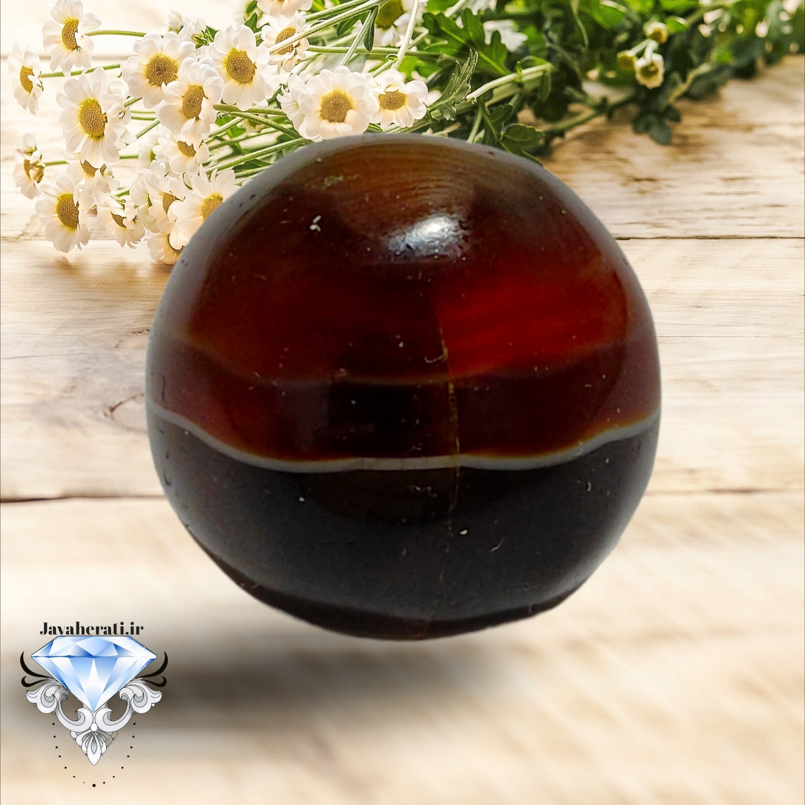 گوی عقیق سلیمانی تیغاب دار بینظیر