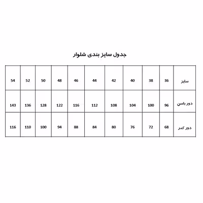 الگو خیاطی شلوار زنانه متد ترک کد 4 سایز 36 تا 52 مجموعه 9 عددی