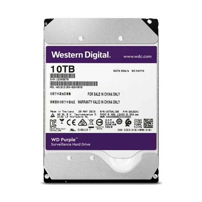 خرید و قیمت هارد دیسک اینترنال وسترن دیجیتال سری بنفش مدل WD100PURZ ظرفیت 10 ترابایت