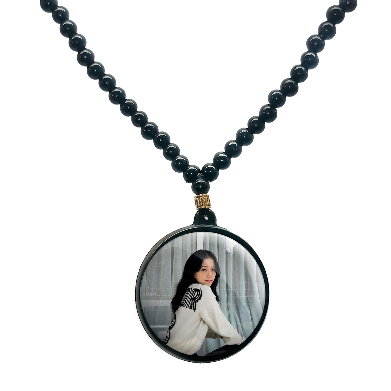 گردنبند پرمانه طرح بلک پینک کد pmd.6770 مدل دو طرفه