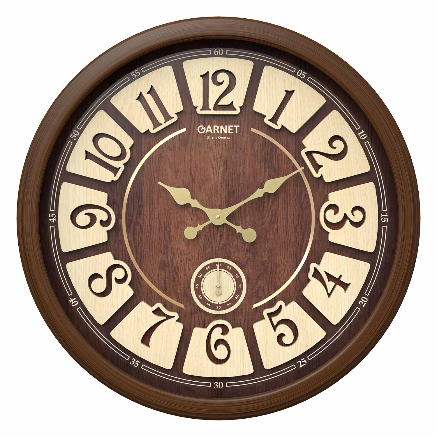 ساعت دیواری شوبرت مدل گارنت رنگ فندقی کد 5257B