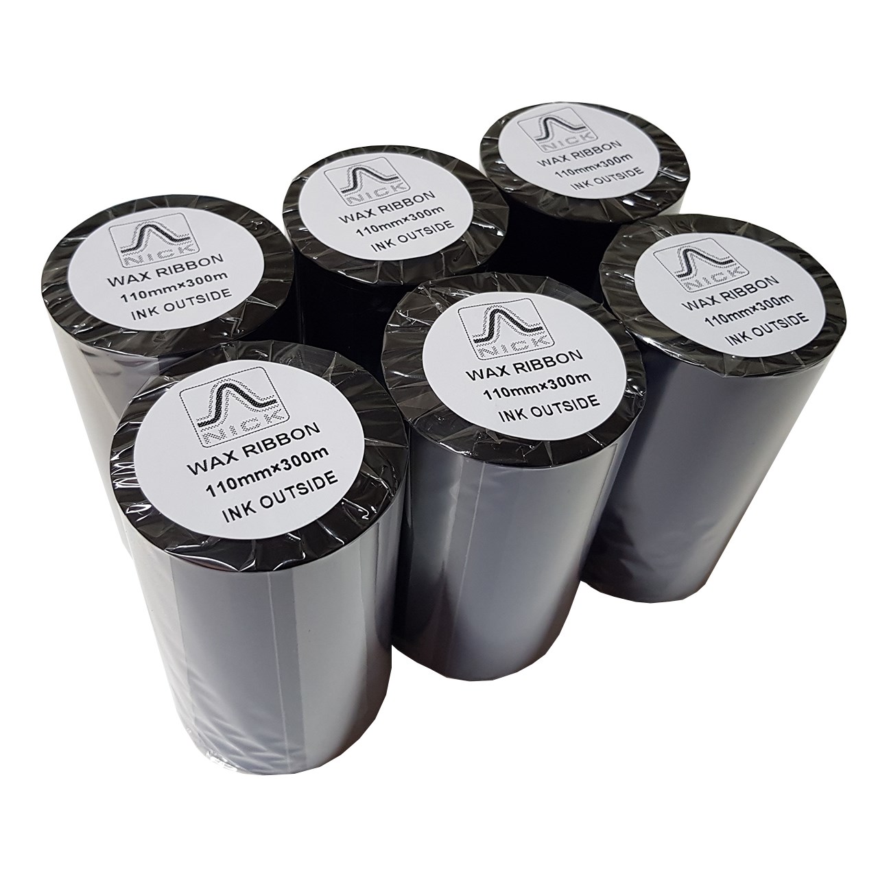 ریبون پرینتر لیبل زن نیک مدل WAX 110mm x 300m بسته 6 عددی