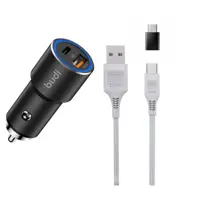 شارژر فندکی بودی مدل Bd-12 به همراه کابل تبدیل USB-C /microUSB