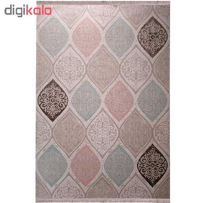 فرش ماشینی زمرد مشهد طرح HA14 زمینه کرم قهوه ای