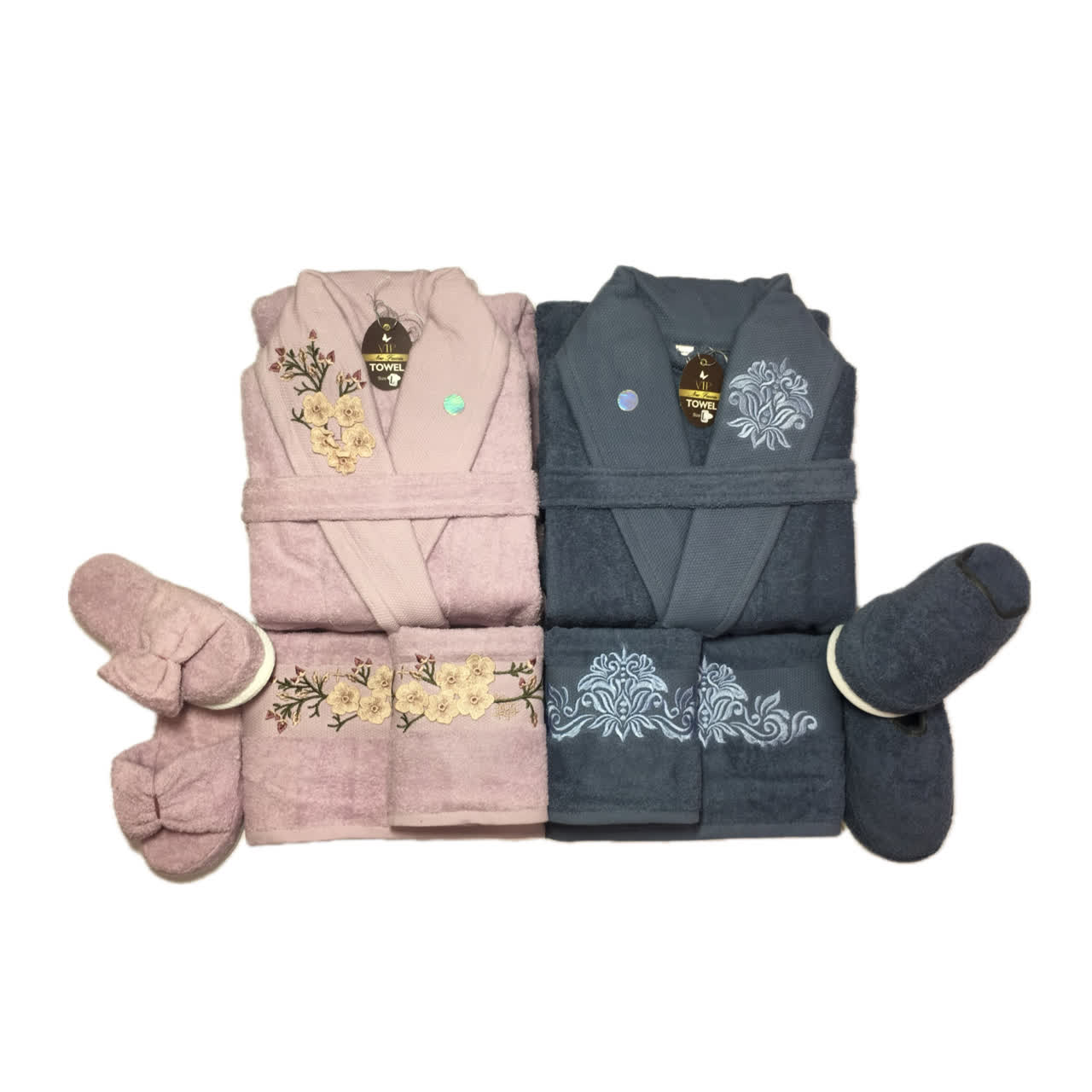 سرویس حوله عروس و داماد 12تکه گلدوزی سه بعدی برند OPALAZ