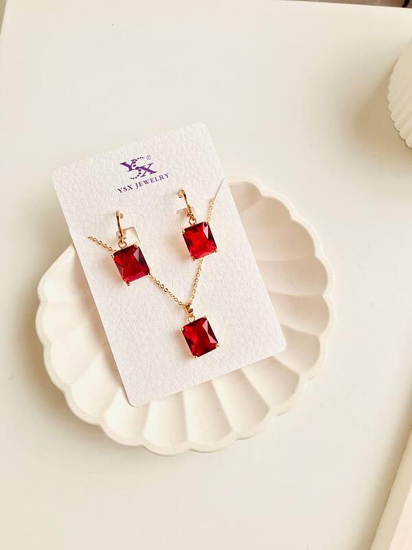 نیم ست قرمز یاقوتی ysx - بدلیجات و اکسسوری TRZ