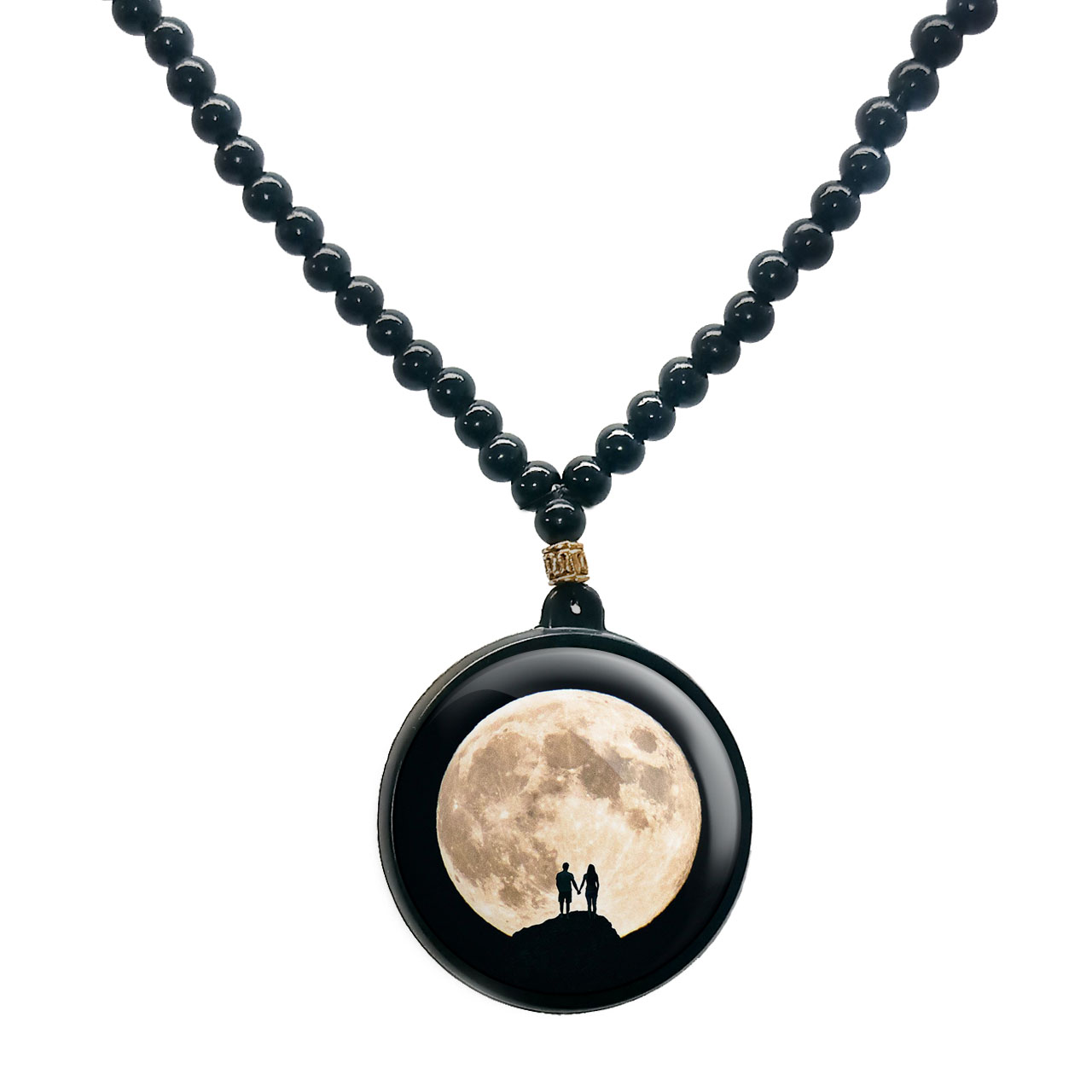 گردنبند پرمانه طرح ماه کد pmd.24711 مدل دو طرفه