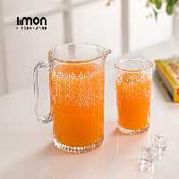 ست پارچ و لیوان شیشه ای شیاردار (چاپدار) لیمون کد محصول : 2318