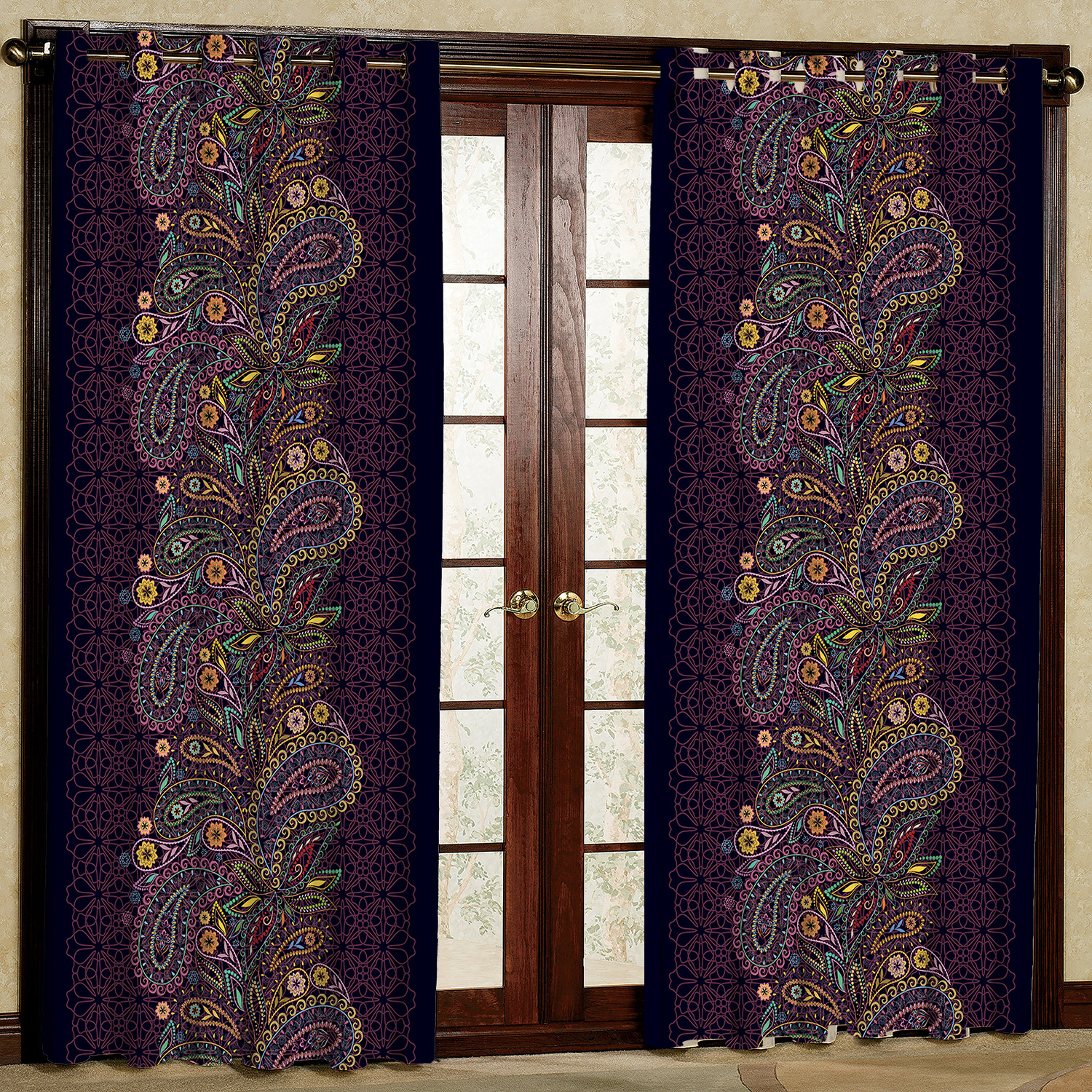   پرده مدل بته جقه رنگی  هازان پانچی کد D 107  سایز 140x200 سانتی متر