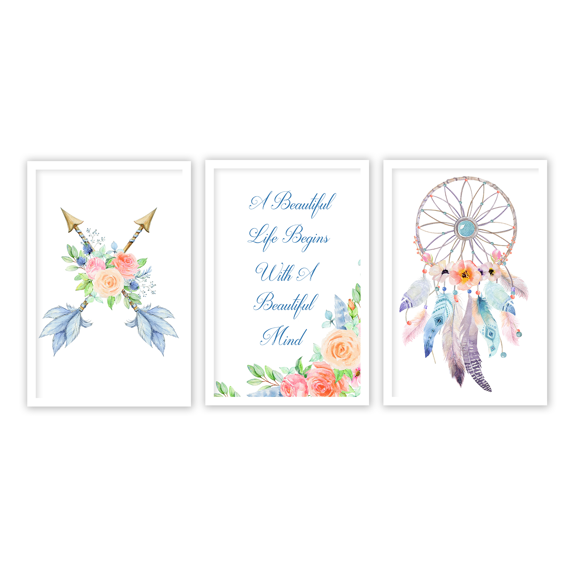 تابلو بوف گالری طرح بوهمین کد BG0023 مجموعه 3 عددی