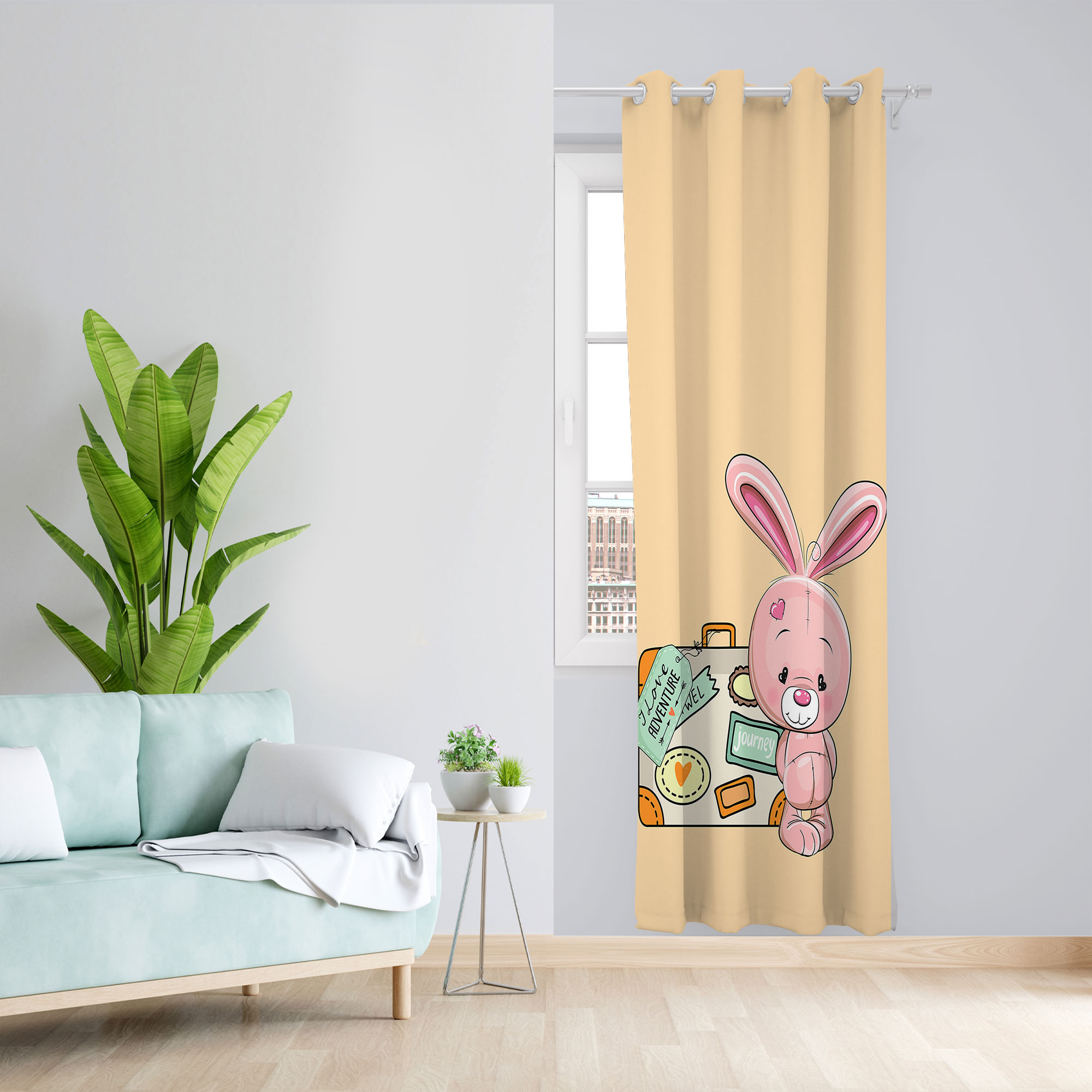 پرده مدل خرگوش مخمل پانچی کد 4599 سایز 140x280 سانتی متر