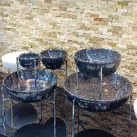 سرویس پذیرایی سنگی دودی پایه نقره ای مدل کاسه گود