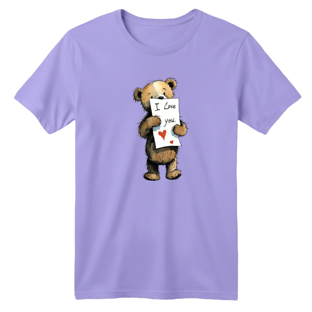 تی شرت آستین کوتاه بچگانه مدل تدی عاشق رنگ یاسی