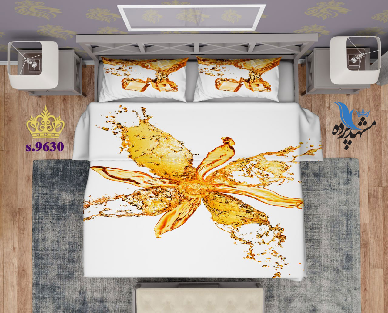 ست روتختی دو نفره طرح عسلی S9630