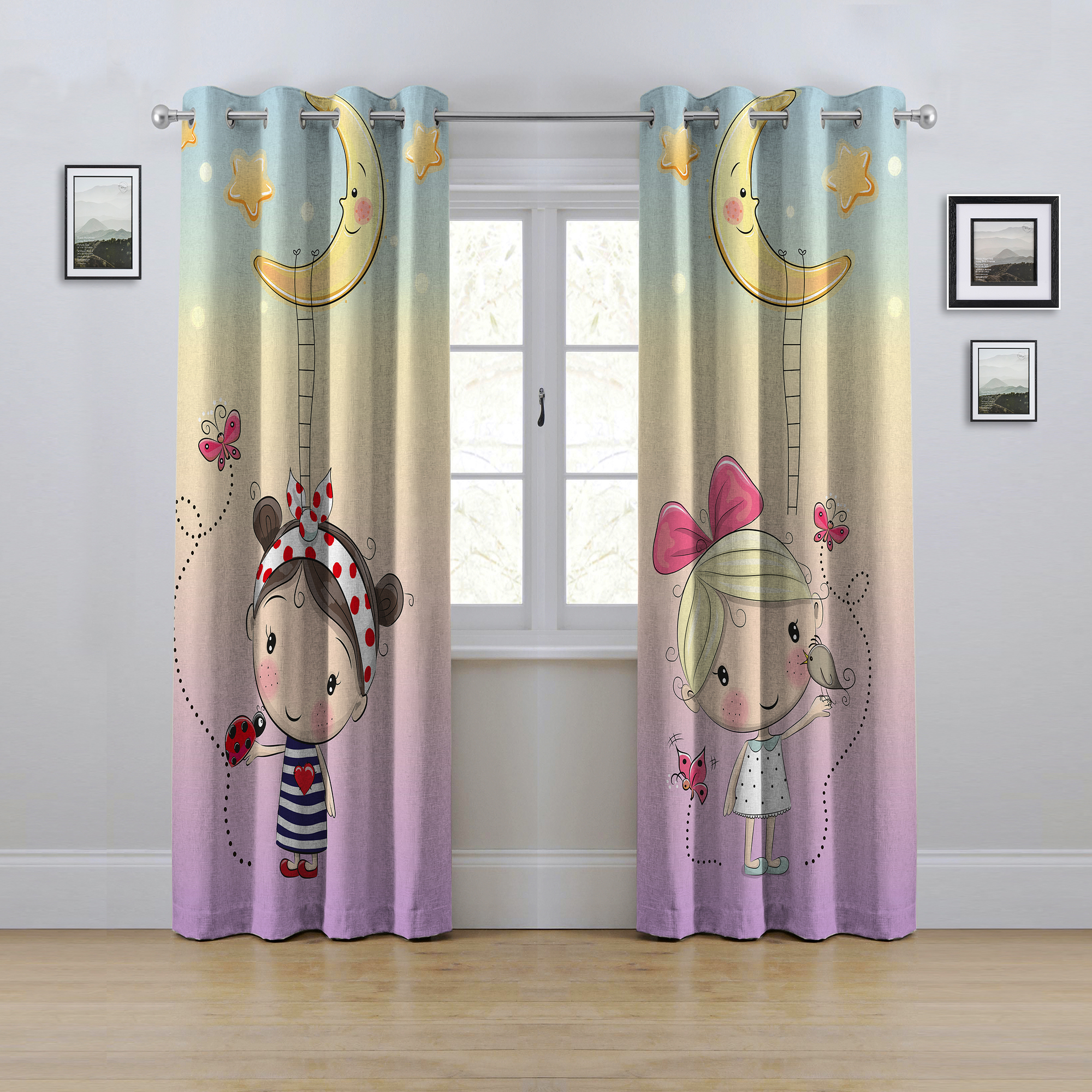 پرده مدل پانچی طرح کودک سایز 280x145 سانتی متر