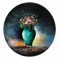 بشقاب دیوارکوب سفالی طرح کوزه گل کد AAM016