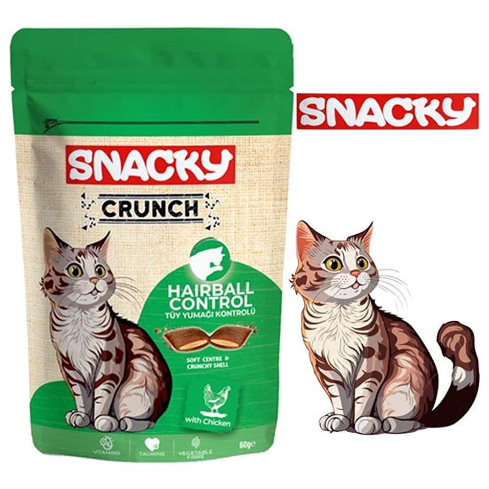 تشویقی گربه برند اسنکی طعم مرغ مدل مخصوص پوست و پو SNACKY