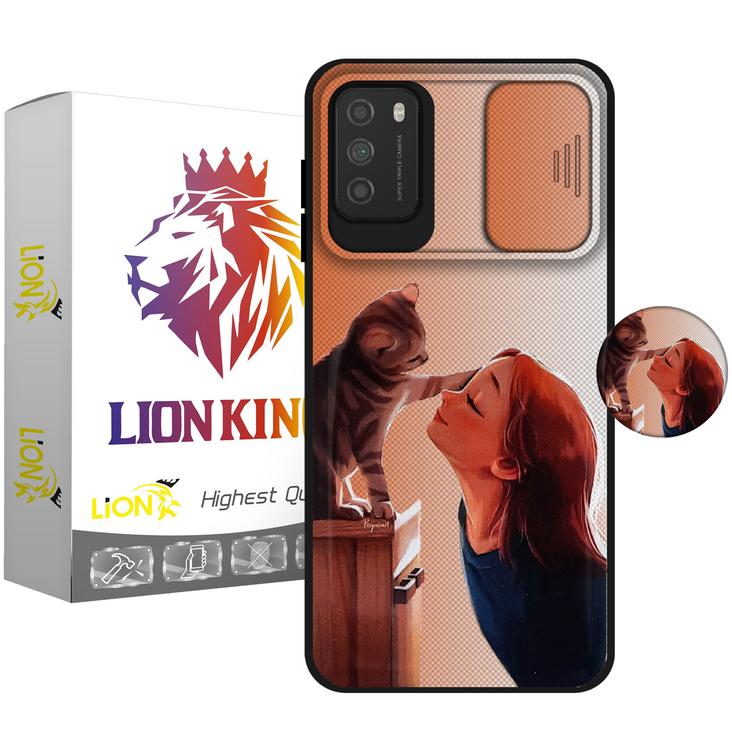 کاور لاین کینگ مدل GORBEHNAZ J2 مناسب برای گوشی موبایل شیائومی Poco M3 به همراه پایه نگهدارنده