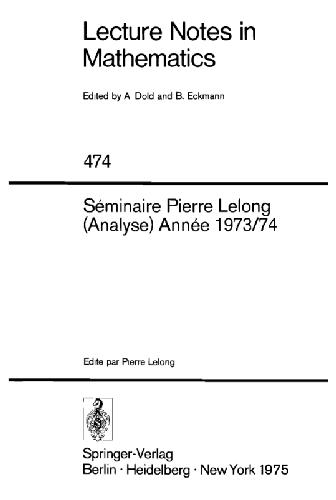 خرید و دانلود نسخه کامل کتاب Seminaire Pierre Lelong (Analyse)