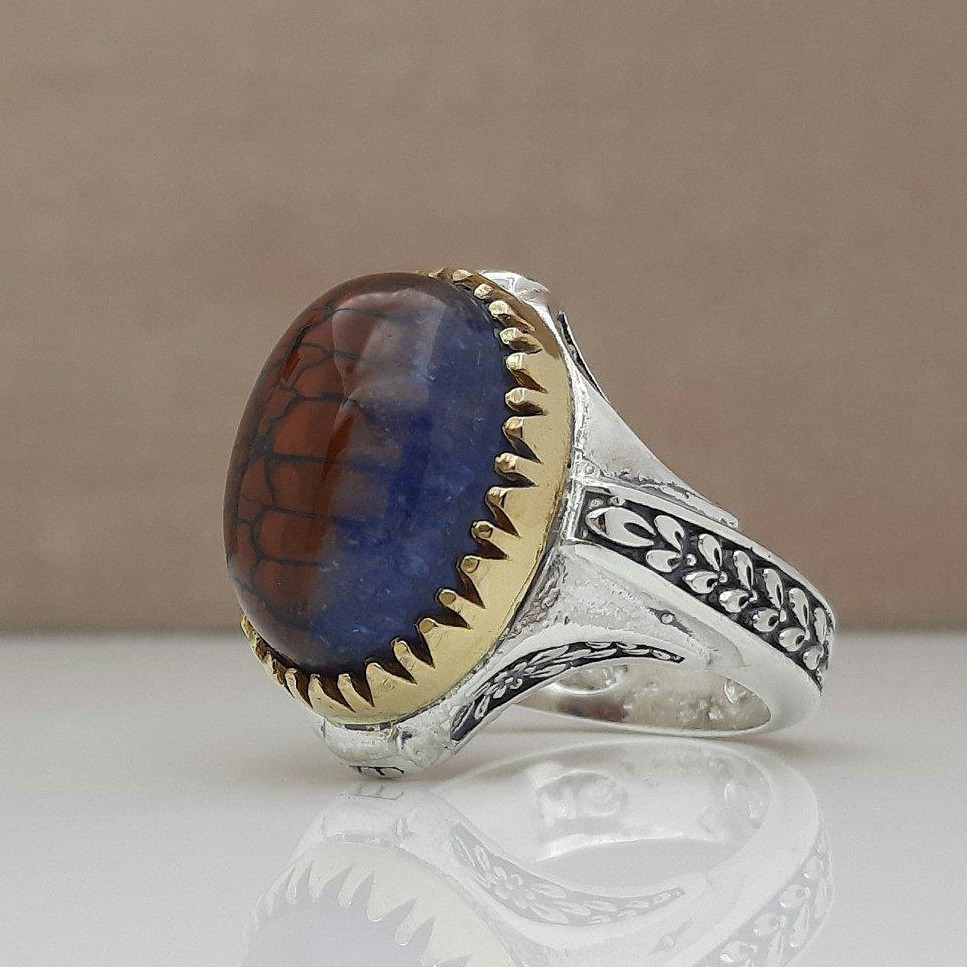 انگشتر نقره مردانه عقیق دراگون  کد 57