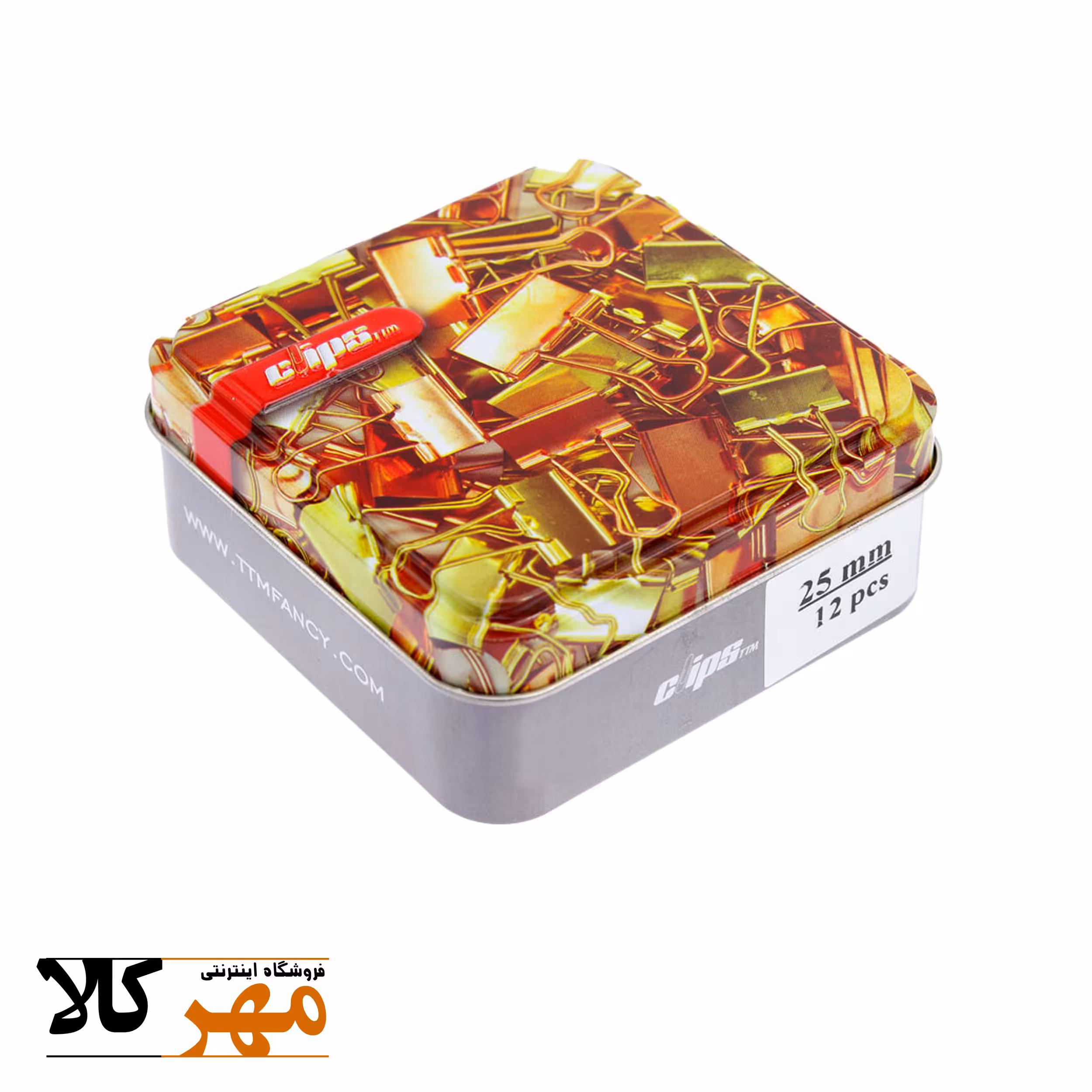 گیره دوبل جعبه فلزی clips 32&amp;25 بسته 10 عددی