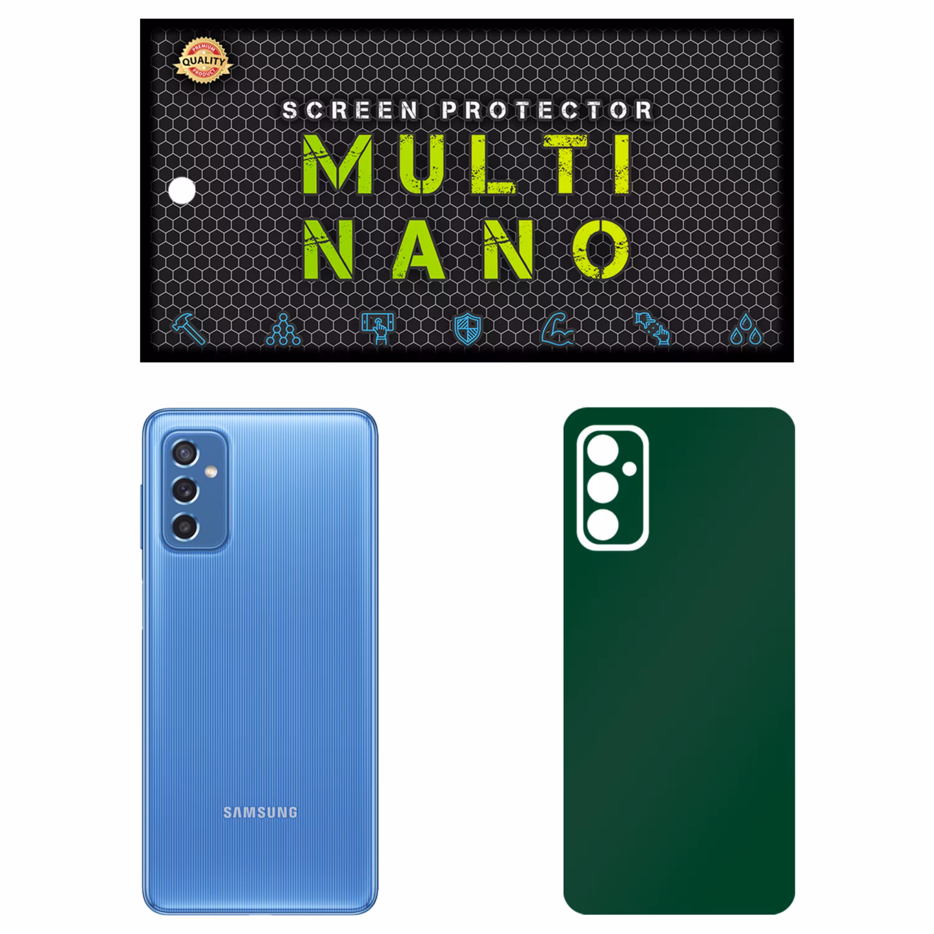 برچسب پوششی MultiNano مدل X-F1M برای پشت موبایل سامسونگ Galaxy M52 رنگ سبز تیره