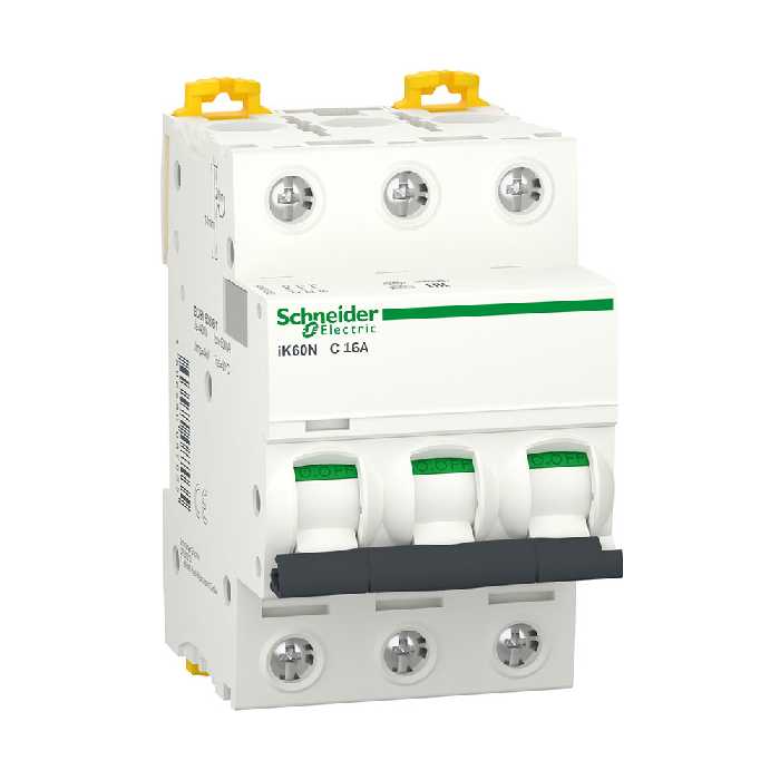 کلید مینیاتوری 3 پل 16 آمپر C16-6KA اشنایدر کد A9K24316