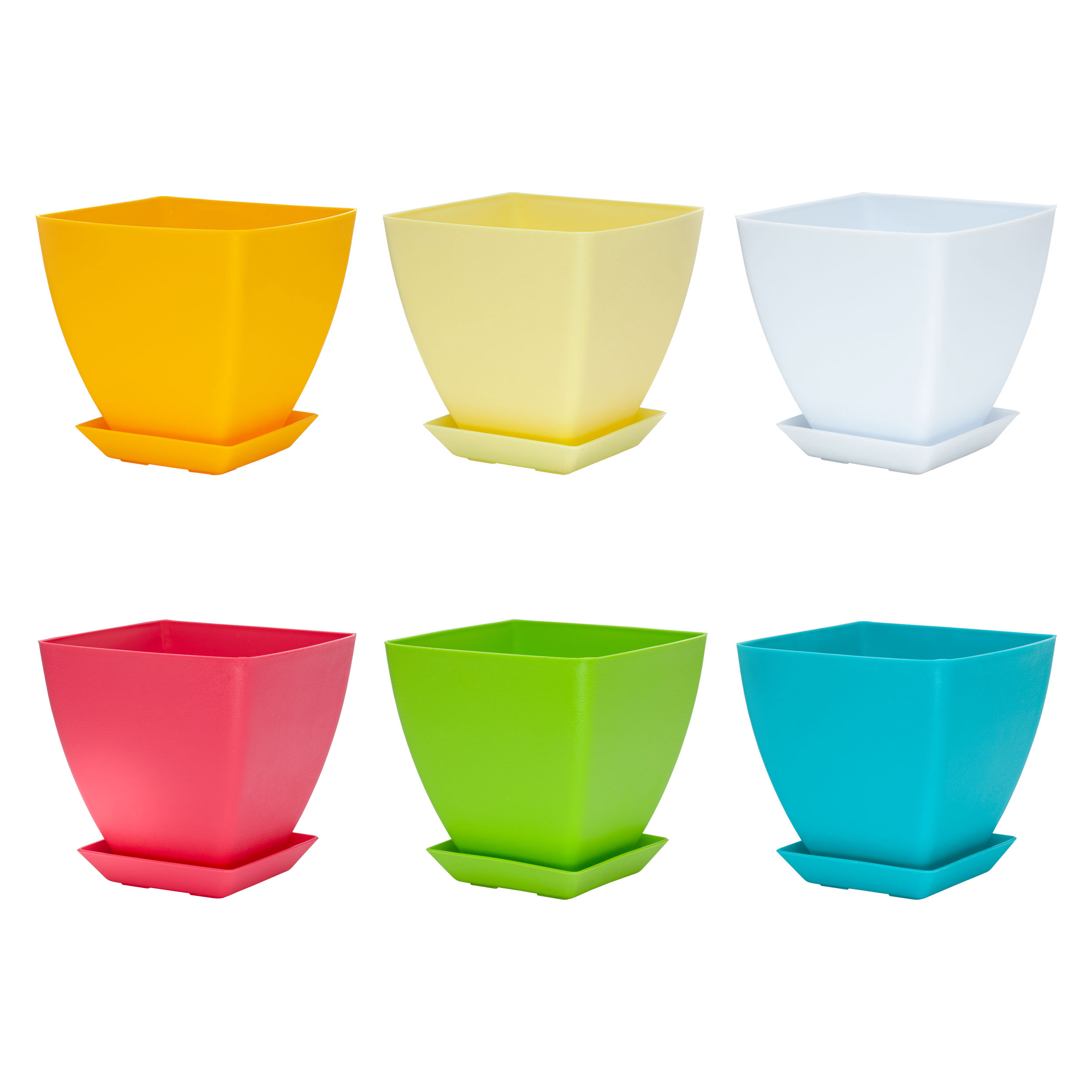 گلدان گل آذین مدل پلاستیکی مربع کد A5 مجموعه 6 عددی