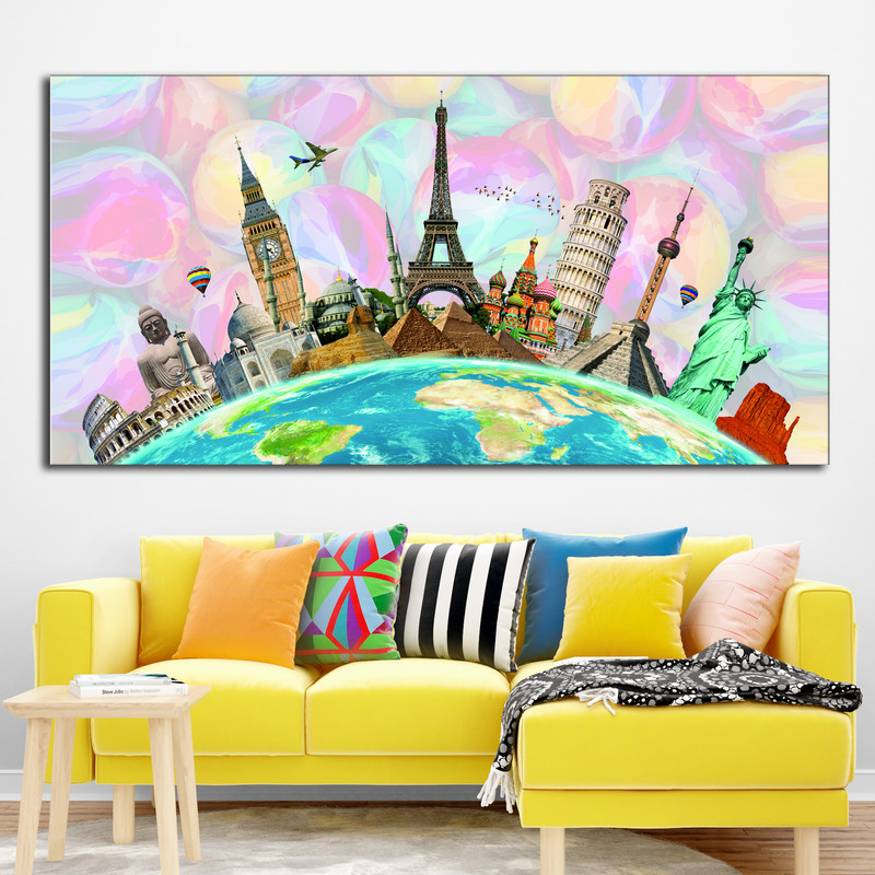 تابلو شاسی آرت سون طرح عجایب زمین کد 1T038 | دنیای قاب