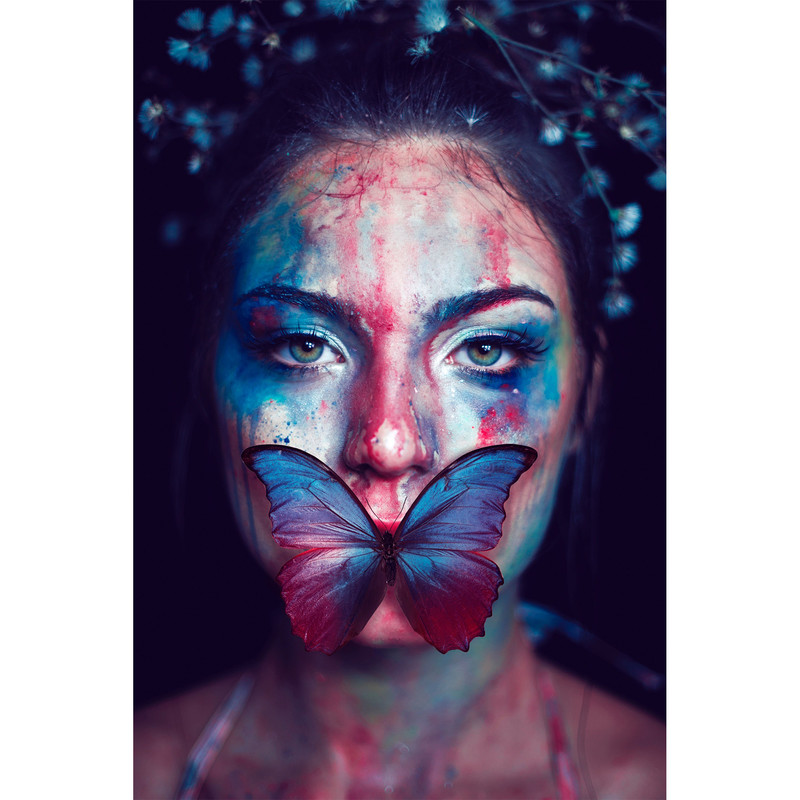 تابلو شاسی طرح دختر پروانه ای کد11 | دنیای قاب