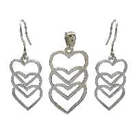 نیم ست نقره مدل قلب تودرتو دست ساز