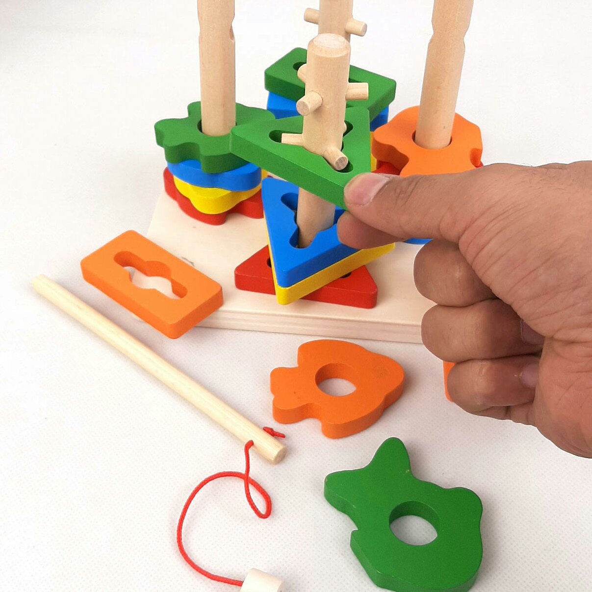 بازی آموزشی مونته سوری و ماهیگیری چوبی ، مونته سوری چوبی ، پایه اشکال مونته سوری