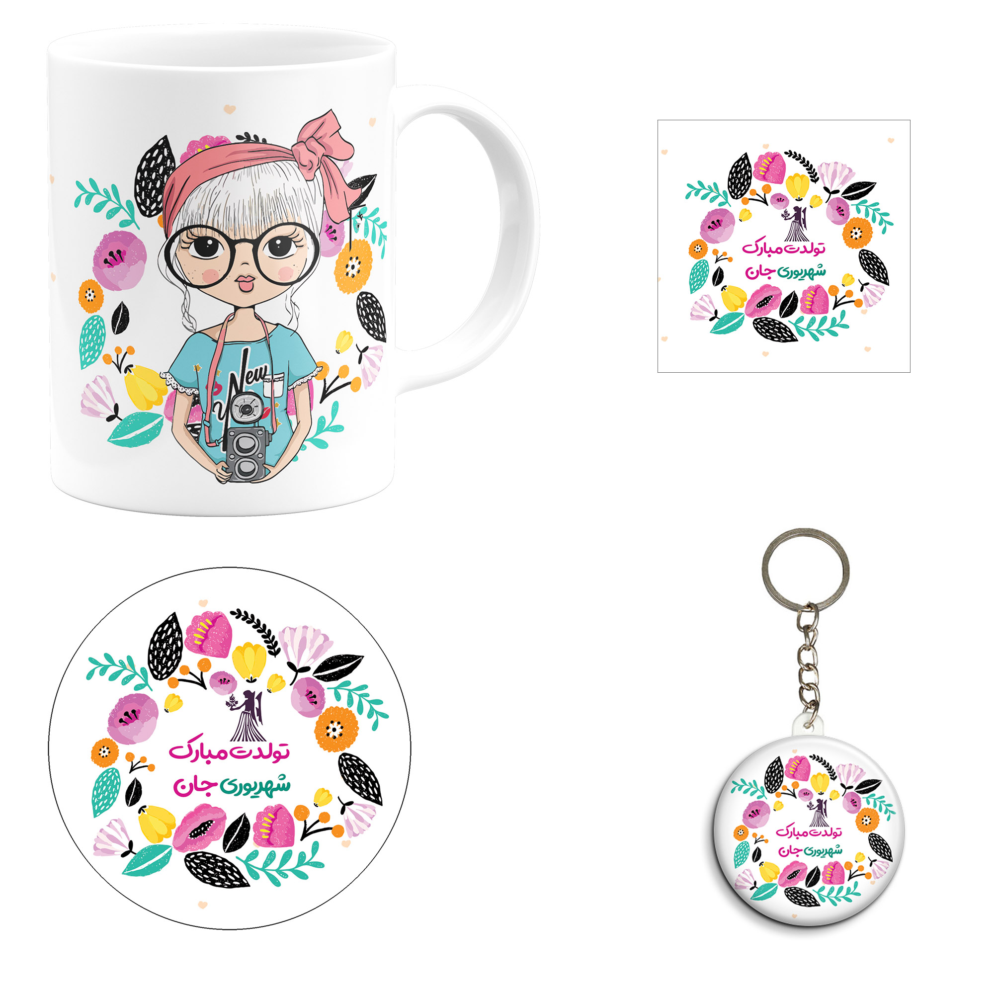 ست هدیه ماگ مدل ماه تولد شهریور طرح دخترانه کد M2