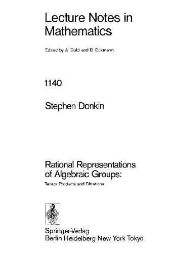 خرید و دانلود نسخه کامل کتاب Rational Representations of Algebraic Groups: Tensor Products and Filtrations