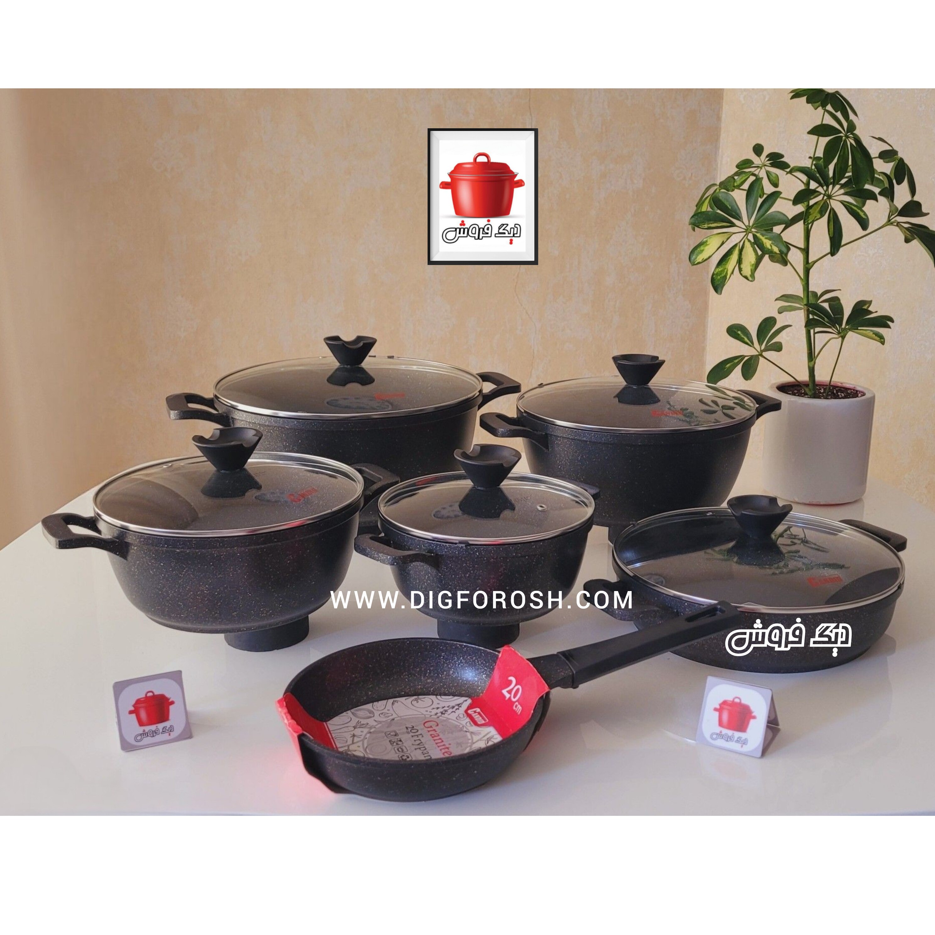 سرویس قابلمه 11پارچه چدن گرانیت کاندید دورو گرانیت آماده ارسال و باضمانت