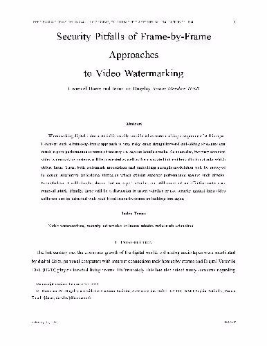خرید و دانلود نسخه کامل کتاب Security Pitfalls of Frame-by-Frame Approaches to Video Watermarking