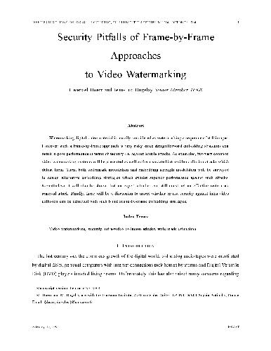 خرید و دانلود نسخه کامل کتاب Security Pitfalls of Frame-by-Frame Approaches to Video Watermarking