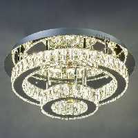 لوستر دو طبقه کریستالی استیل نقره ای سقفی دایره ای سایز 40.20(پس کرایه )